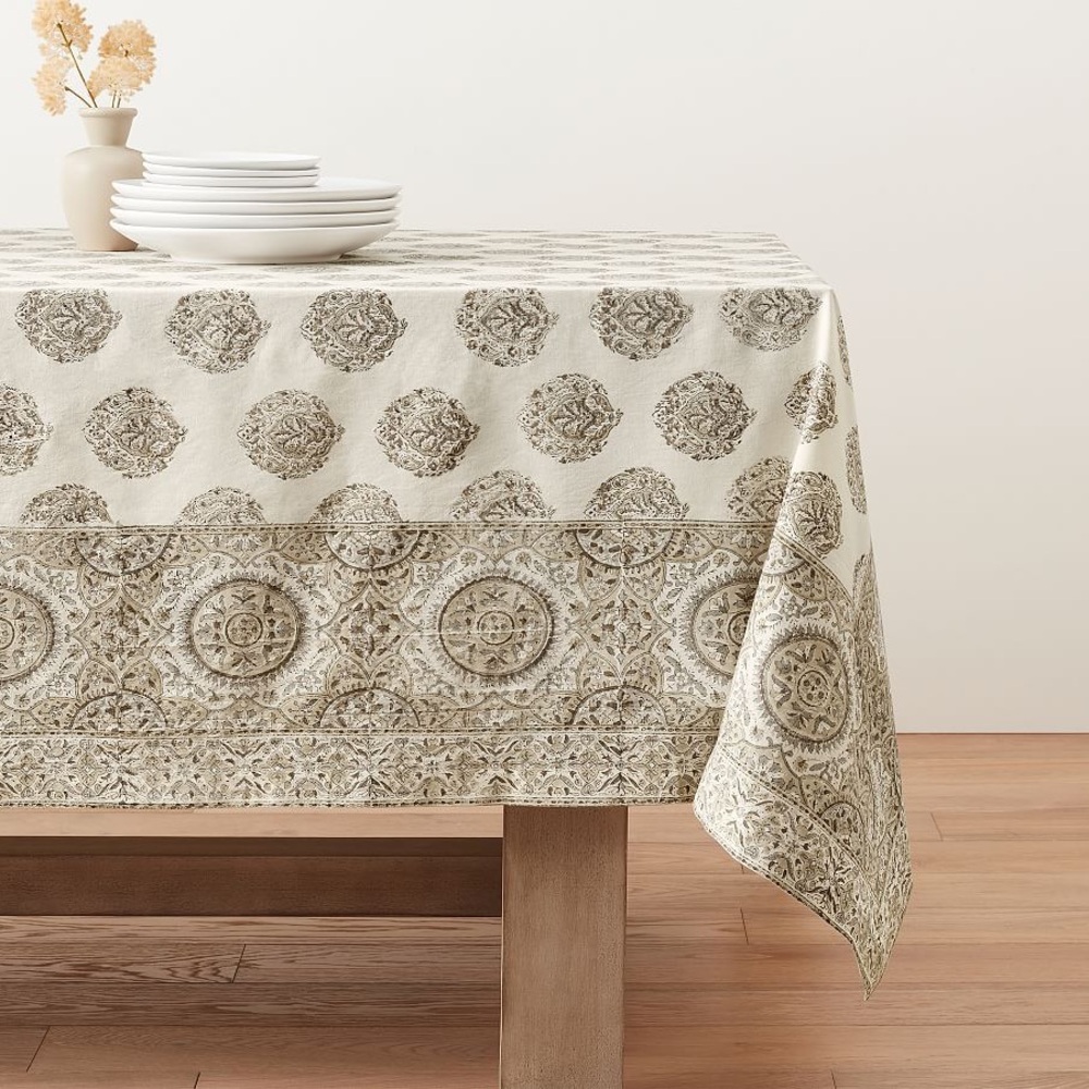 Pottery Barn Block print medallion tablecloth